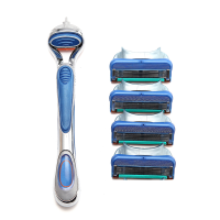 Portable Durable Manual Razor Handles + 4 Pcs 5 Layers Blades For Gillette