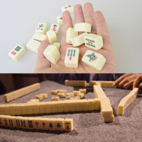 Portable Vintage Mini Mahjong Rare Game Chinese 144 Tiles Mah Jong Set With Box