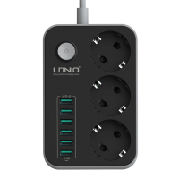 Power Strip Outlet Surge Protector With 3 Ac Outlets And 6 Usb Charging Ports Eu Standard