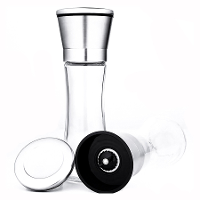 Premium Salt Pepper Grinder Mill Stainless Steel Manual Ceramic Grinders Large Tall 6 Oz Refillable Glass Bottle 5 Levels Ceramic Rotor Pepper Shaker Muller