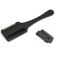 Professional Hair Razor Comb Black Handle Hair Razor Cutting Thinning Comb Home Diy