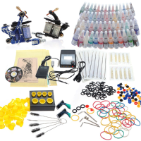 Professional Tattoo Kit 2 Machines Gun 54 Color Inks 20 Needles