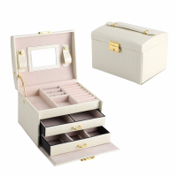 Pu Leather Necklace Earrings Ring Jewelry Storage Box Organizer Case
