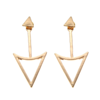 Punk Gold Silver Hollow Out Metal Triangle Stud Earrings Women Jewelry