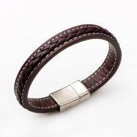 Punk Leather Woven Buckle Men Bracelet Wristband Gift