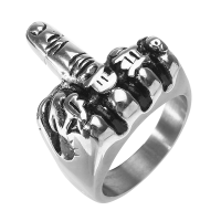 Punk Stainless Steel Ring Cool Middle Finger Steel Ring Wholesale For Men