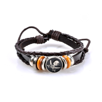 Punk Women Men's Bracelet Vintage Multilayer Woven Skull Pattern Chain Unisex