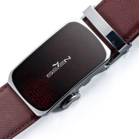 Qipai Mens Business Belts Cow Leather Automatic Buckle Strap Cinto Masculino