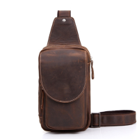 Real Leather Chest Bag High Quality Retro Casual Crossbody Bag For Men