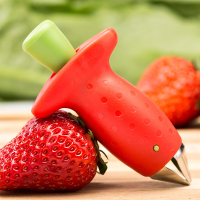 Red Strawberry Huller Strawberry Top Leaf Remover Gadget Tomato Stalks Fruit Knife Stem Remover Portable Kitchen Tool