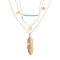 Retro Leaf Pendant Green Beaded Neckalce Elegant Gold Chain For Women