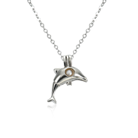 Retro Pearl Necklace Cute Fashion High Polished Dolphin Pendant Chain Jewelry For Women Men Gift