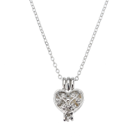 Retro Pearl Necklace Sweet Openable Hollow Heart Pendant Chain Lovely Gift For Women Girl