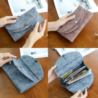 Retro Women Matte Buckle Long Clutch Wallet Slim Handbag Purse For Phone Below 5.5 Inch