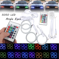 Rgb 70mm Multi Color 5050 Flash Led Smd 12v Angel Eyes + Remote Control