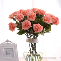 Rose Artificial Flowers Single Branch Fake Flower For Home Decoration Wedding Moistening Silk Roses