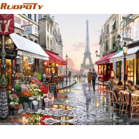 Ruopoty Paris Street Diy Painting By Numbers Handpainted Canvas Painting Home Wall Art Picture For Living Room Unique Gift 40x50