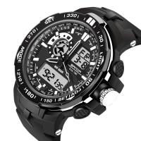 Sanda 737 Fashion Men Dual Display Watch Pu Resin Strap Multifunction Sport Watch