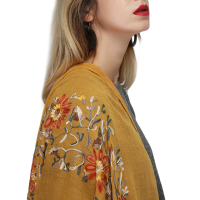 Satin Embroidery Printting Scarves Summer Flower Shawl