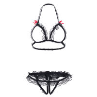 Sexy Bust Hips Exposed See Through Halter Lace Bikinis Nightwear Lingerie