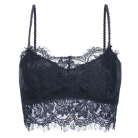 Sexy Eyelash Lace Trim Comfort Vest Bandeau Wrapped Chest Anti Exposed Bra Tank Top
