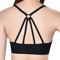 Sexy Ice Silk Backless Criss Cross Back Bandeau Tube Top Vest Yoga Bra