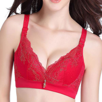 Sexy Lace Trim Wireless Low Cut Lingerie Push Up Flower Embroidered Breathable Bras