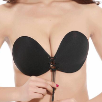 Sexy Push Up Front Drawstring Sticky Strapless Invisible Silicone Gather Bras