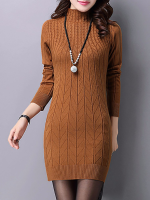 Sexy Slim Half Turtleneck Package Hip Knitted Pullover Dress