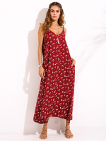 Sexy V Neck Printed Boho Dress