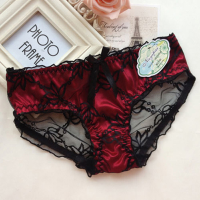Sexy Women Low Waist Hollow Lace Bow Modal Panty