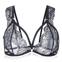 Sexy Women Perspective Lace Mesh Bralette Hollow Out Intimate Temptation Fix Strap Bra Top Underwear