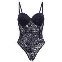 Sexy Women Plus Size Lace Hollow Out Teddies Gather One Pieces Sleepwear