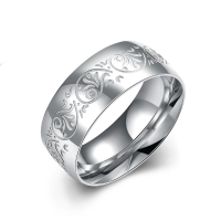 Silver 316 Stainless Steel Carved Simple Men Finger Ring Jewelry