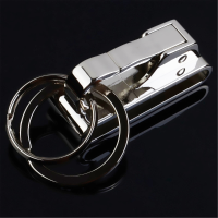 Silver Double Loops Keychain Spring Buckle Clip Key Ring For Belt