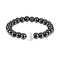 Simple White Opal Beaded Chain Black Healthy Magnet Healing Bracelet Jewelry For Men Women