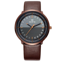 Skone 3828 Fashion Quartz Men Watch Casual Leather Strap Business Wrist Watch