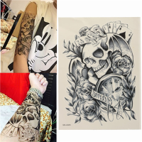 Skull Clock Rose Horror Ghost Patterns Waterproof Body Art Arm Temporary Tattoo Sticker