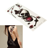 Skull Tattoo Sticker Removable Waterproof Rose Butterfly Temporary Tattoo Body Art Sticker