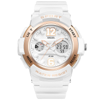 Smael 1632 Waterproof Light Shock Female Watch Rose Gold White Digital Watch
