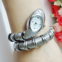 Snake Shape Siliver Gold Colors Stainless Steel Bracelet Wrist Watch
