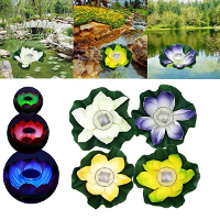Solar Color Changing Led Lotus Flower Lamp Floating Pond Lamp Garden Pool Light