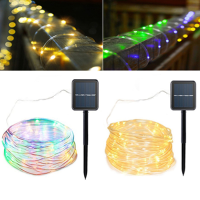 Solar Powered 120leds 8modes Waterproof Fairy Copper Wire Rope String Light For Christmas