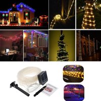 Solar Powered 12m 100leds Copper Wire Tube Waterproof Fairy String Light For Christmas
