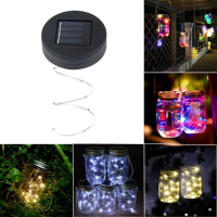Solar Powered 2m 20leds Mason Jar Lid Fairy String Light Wire Lamp For Garden Decor