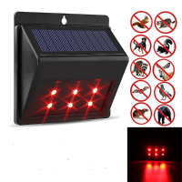 Solar Powered Predator Deterrent 6 Led Light Sensor Animal Repeller Waterproof Outdoor Lamp