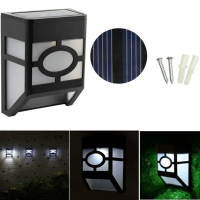 Solar Powered Wall Mount Led Light Outdoor Garden Path Landscape Fence Yard Lamp