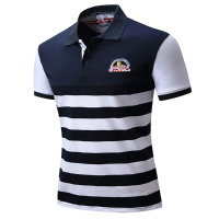 Spring Summer Casual Business Polo Shirt Men's Fashion Embroidery Stripes Short Sleeve T Shirts