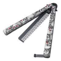 Stainless Steel Butterfly Flail Knife Practice Hair Comb
