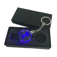 Stainless Steel Growing Crystal Key Chain Led Light Key Ring Edc Gadget